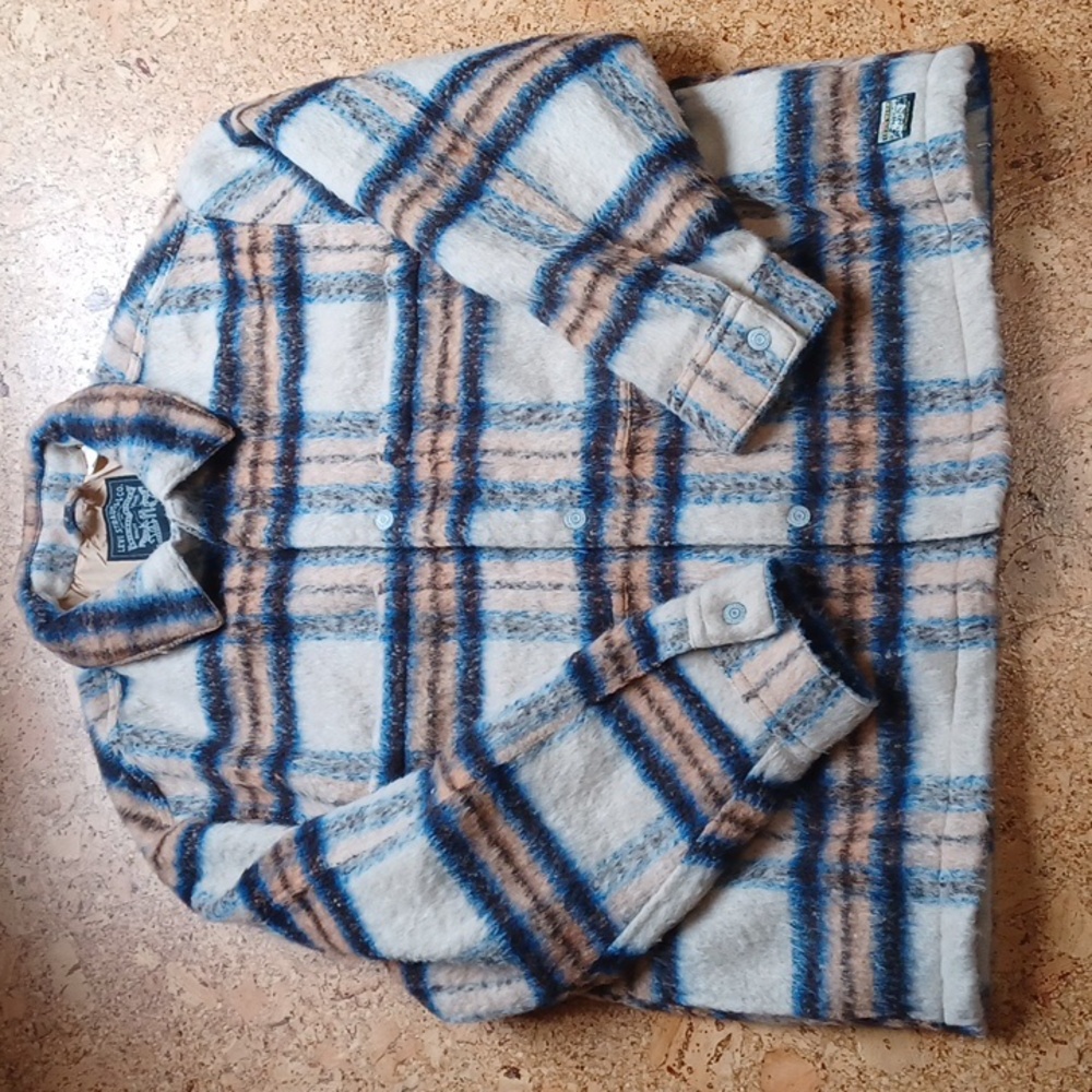Levi's Warm Winter Weight Men's Lined Plaid Wool Blend Snap Up Chore Jacket L